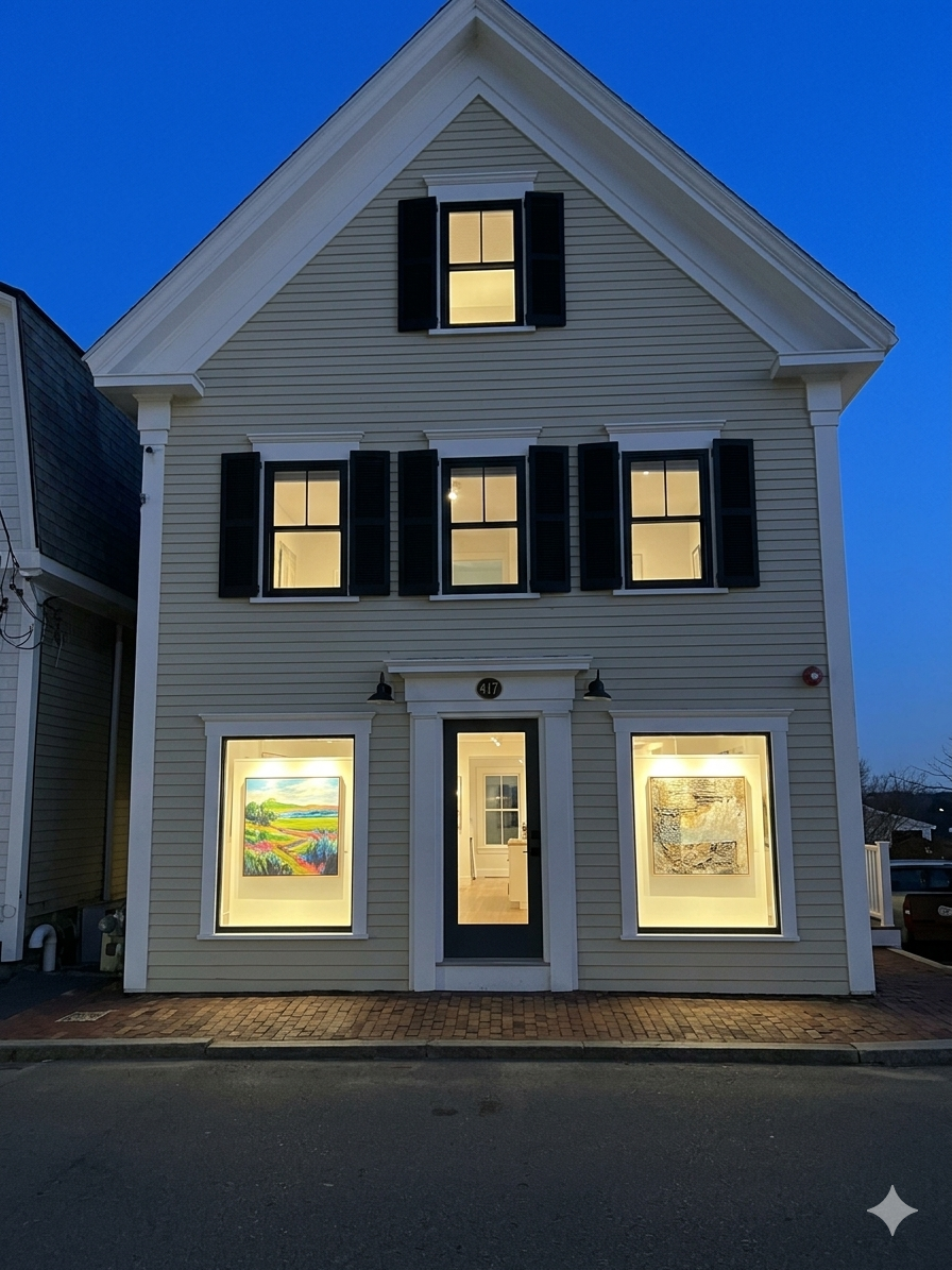The gallery at dusk — 417 Commercial Street, Provincetown
